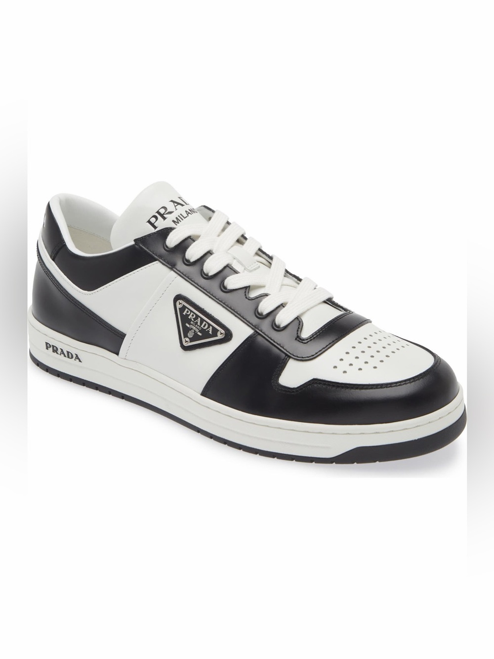 Men’s Prada Downtown Logo Low Top Sneakers in Black/White Size 10.5